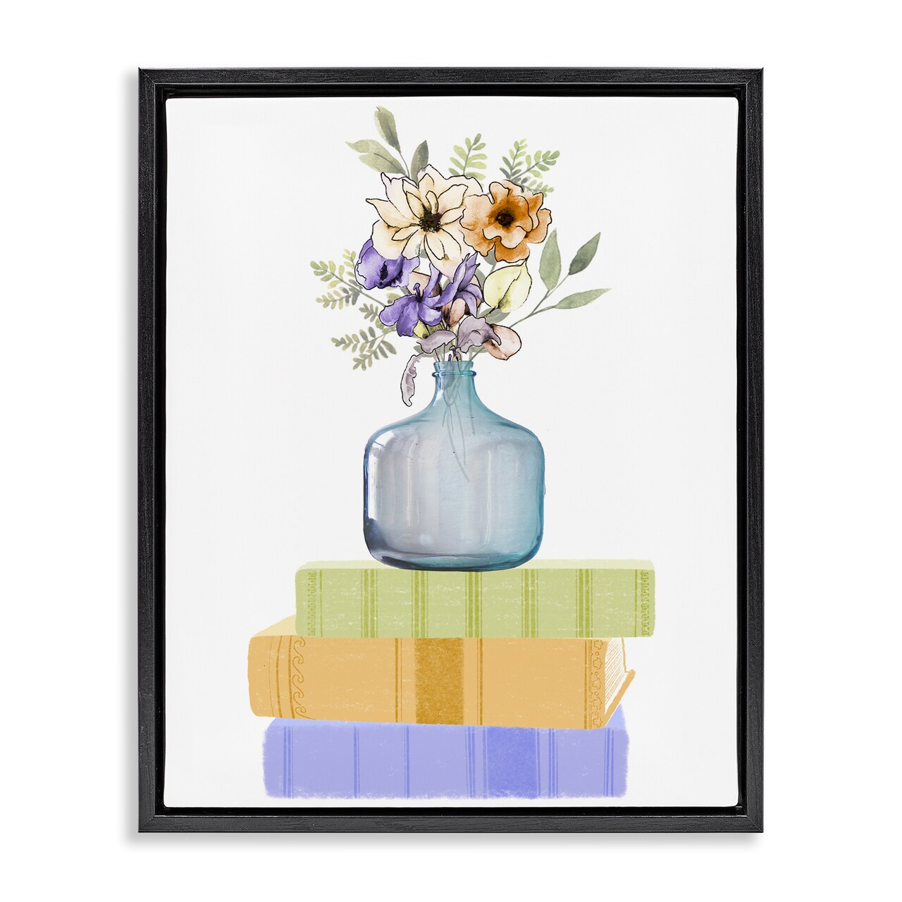 Stupell Industries Flowers Vase On Books Floating Frame, design by Marcus Prime